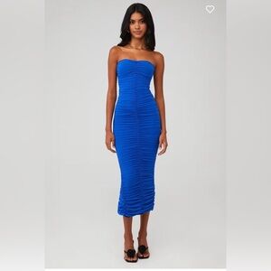 Nookie zen midi dress Elegant Blue Strapless Dress royal blue